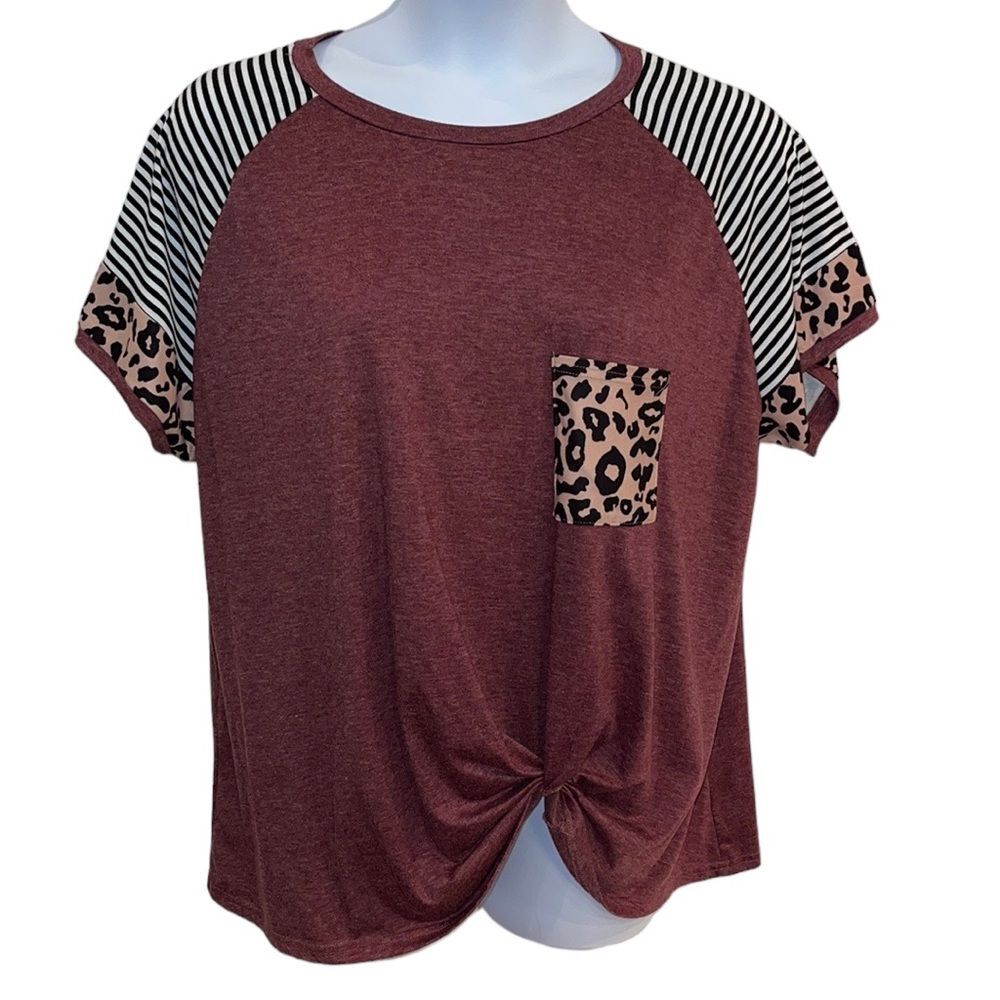 Tunic twist knot striped/animal print size 2XL